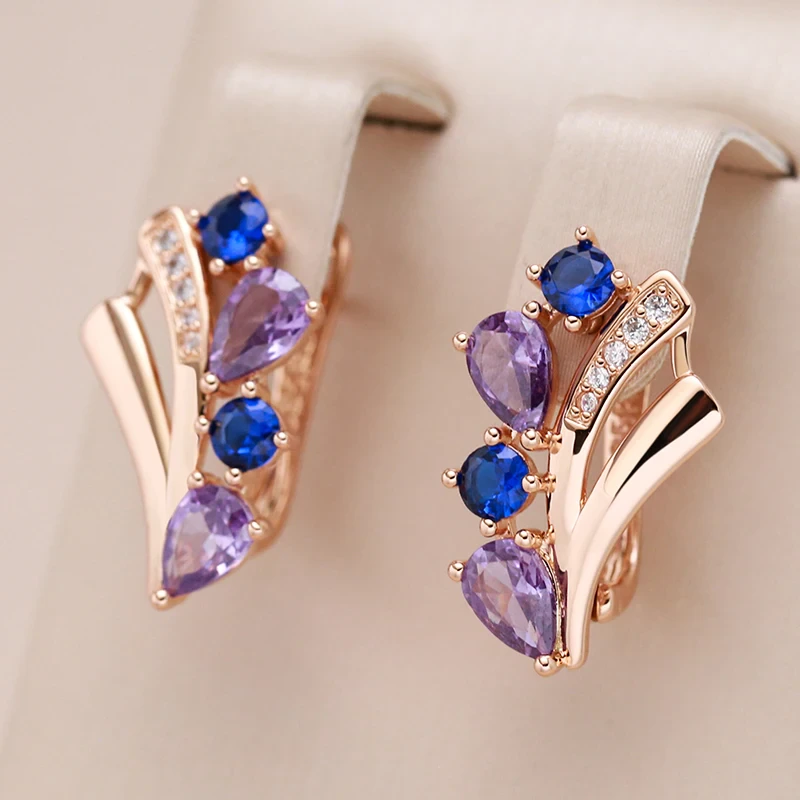 Zenaida | Glamorous earrings with sparkling purple zircons