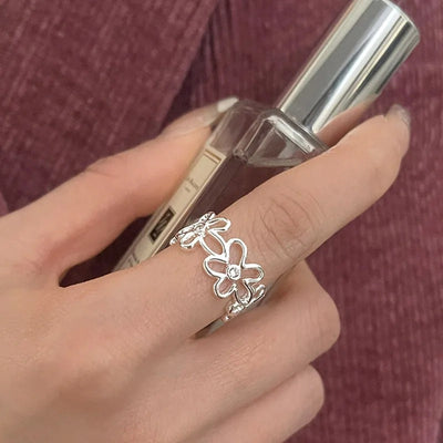 Camila | Elegant adjustable vintage flower ring made of high-quality 925 sterling silver