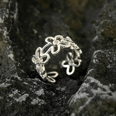 Camila | Elegant adjustable vintage flower ring made of high-quality 925 sterling silver