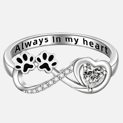 Olivia | Paw ring with heart and infinity design and sparkling zirconia for special accents